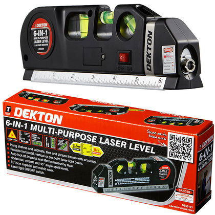 6 in 1 Laser Level Bubble Spirit Level & Tape Measure Metric Tape Ruler.