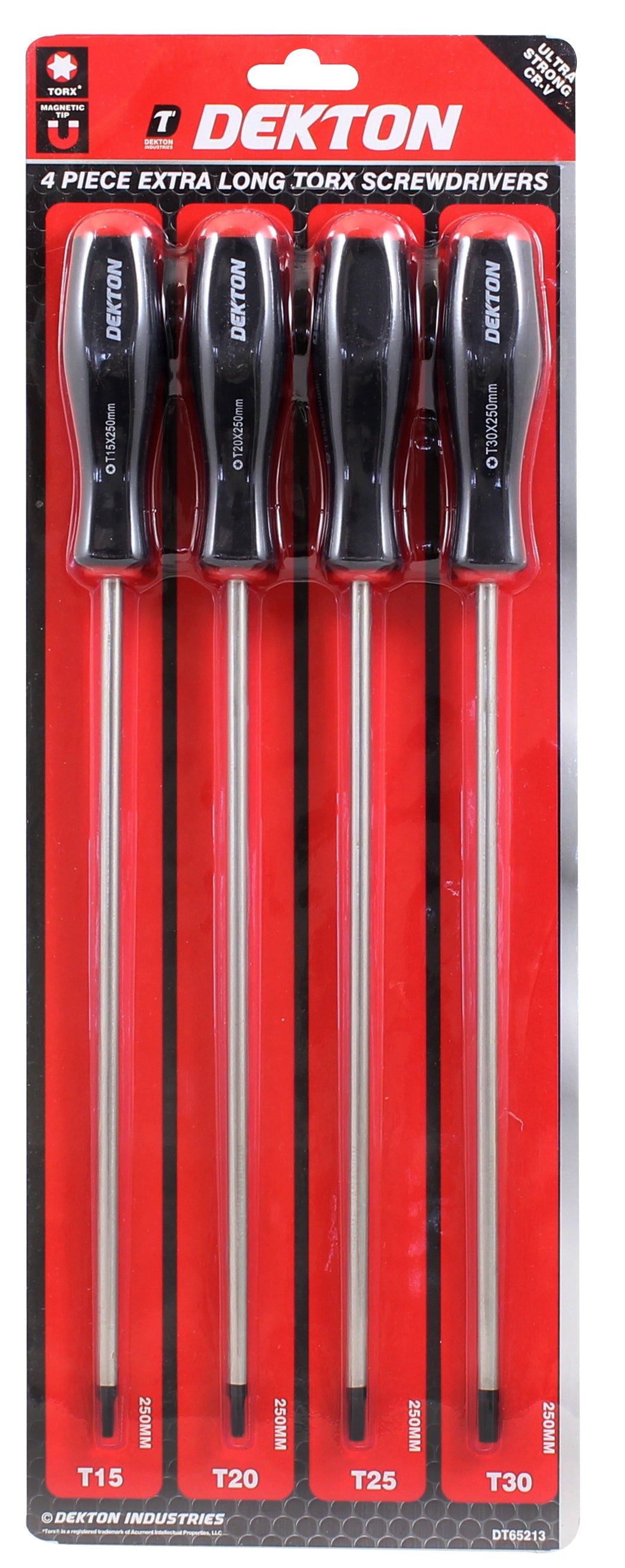 Dekton 4 Pc Extra Long Torx Screwdriver Star Set Kit Magnetic T15 T20 T25 T30