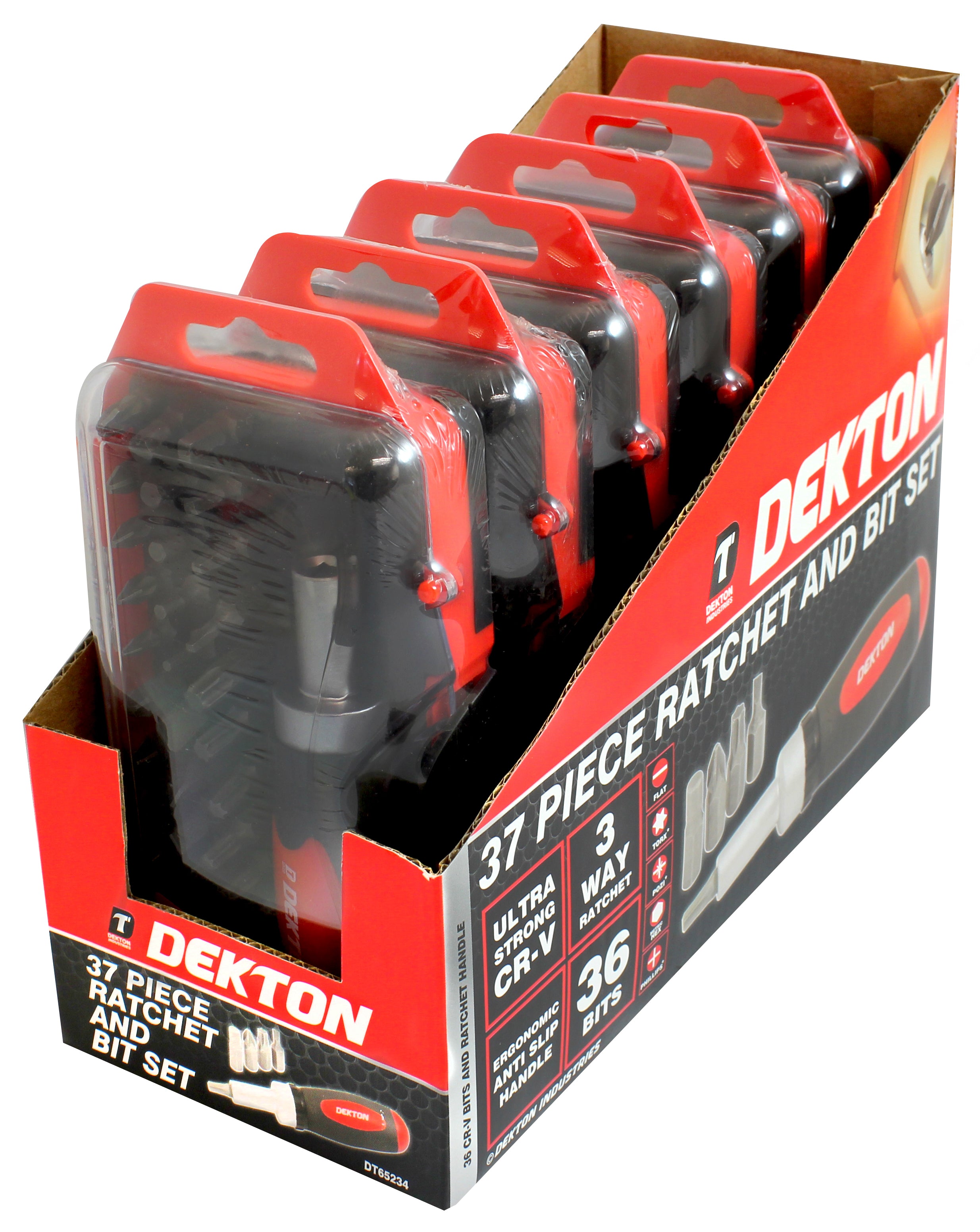 Dekton 38pc Stubby Ratchet Screwdriver And Bit Set