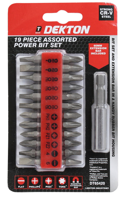 Dekton Assorted Power Bit Set, Set Of 19 Piece