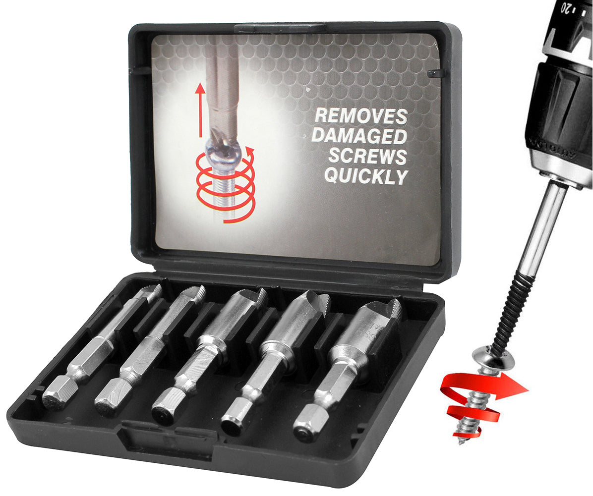 5pc Broken Damaged Screw Extractor Removal Remover Garage Workshop Tool Bit Set
