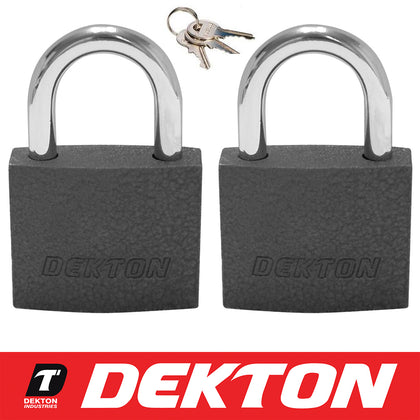 2 PACK Dekton Heavy Duty High Security Waterproof Iron Shed Shackle Padlock 40mm