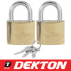 Dekton 2pc 40mm Short Steel Shackle Outdoor Security Padlock & Keys Alike