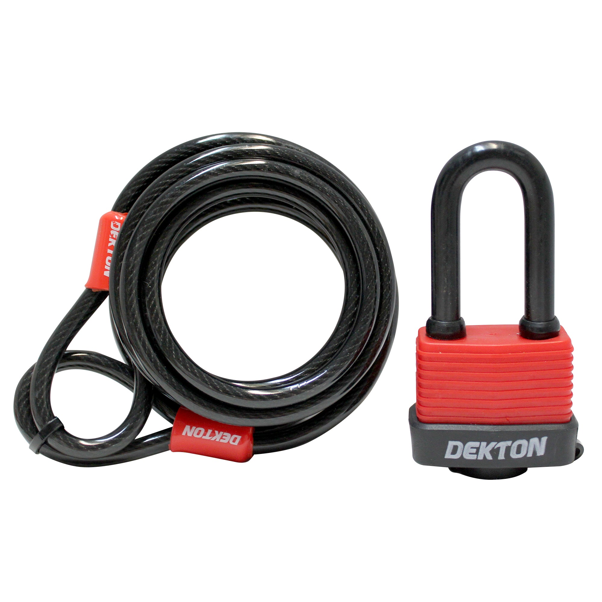 Dekton Waterproof Padlock Steel Shackle Outdoor Security 2.5 Cable Chain Lock
