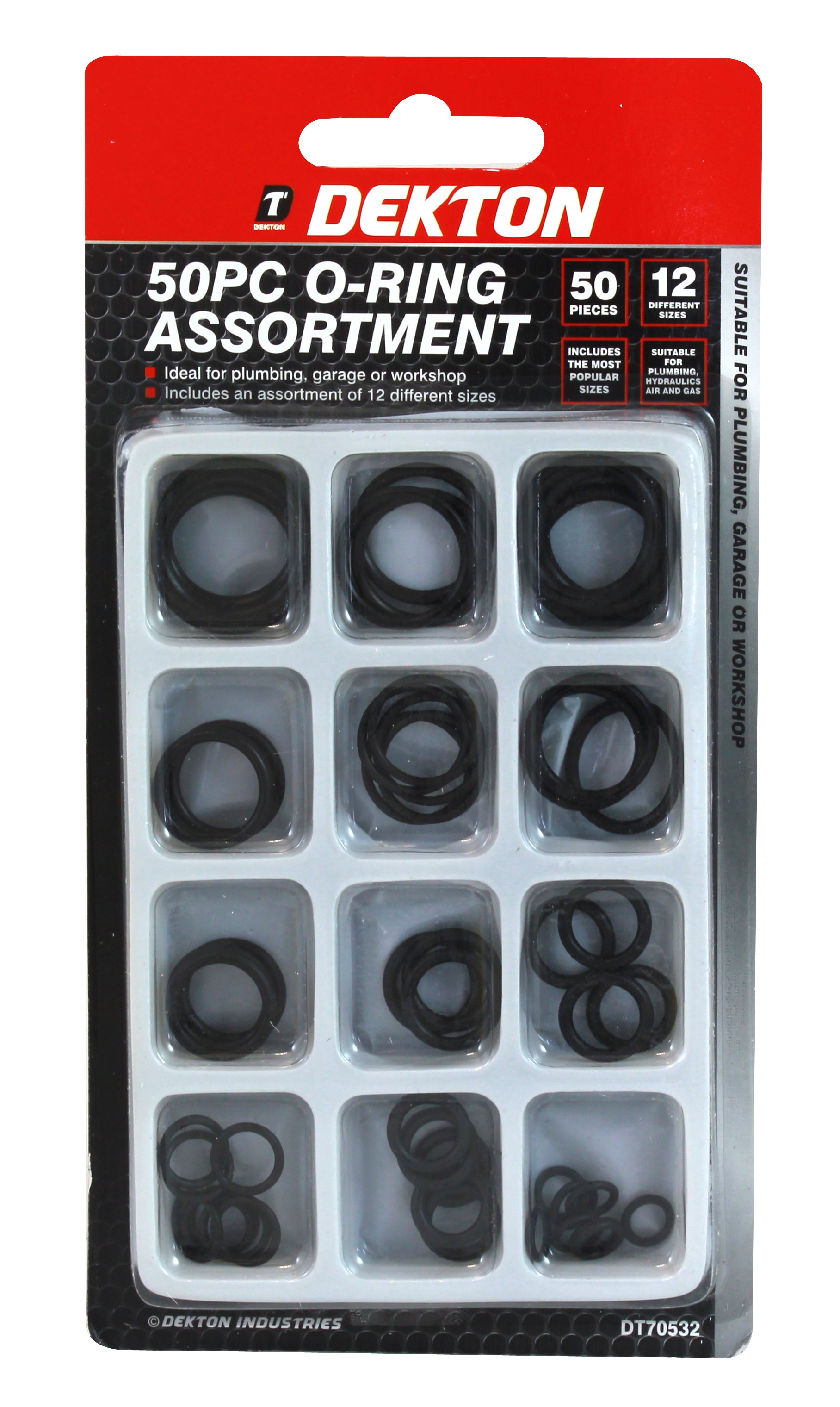 Dekton 50pc O-Ring Assorment White Case For Plumbing, Garage Or Workshop