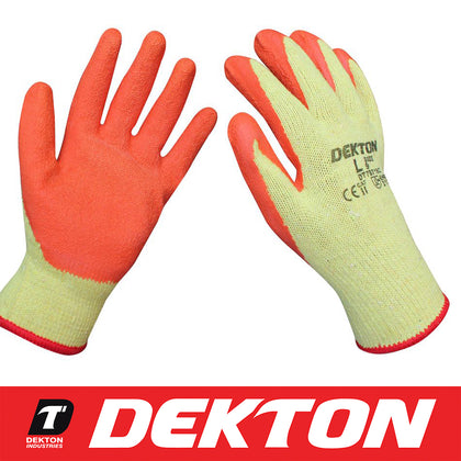 Dekton Orange Gardening Working Gloves Latex Coated Ultra Grip Size 9 Large