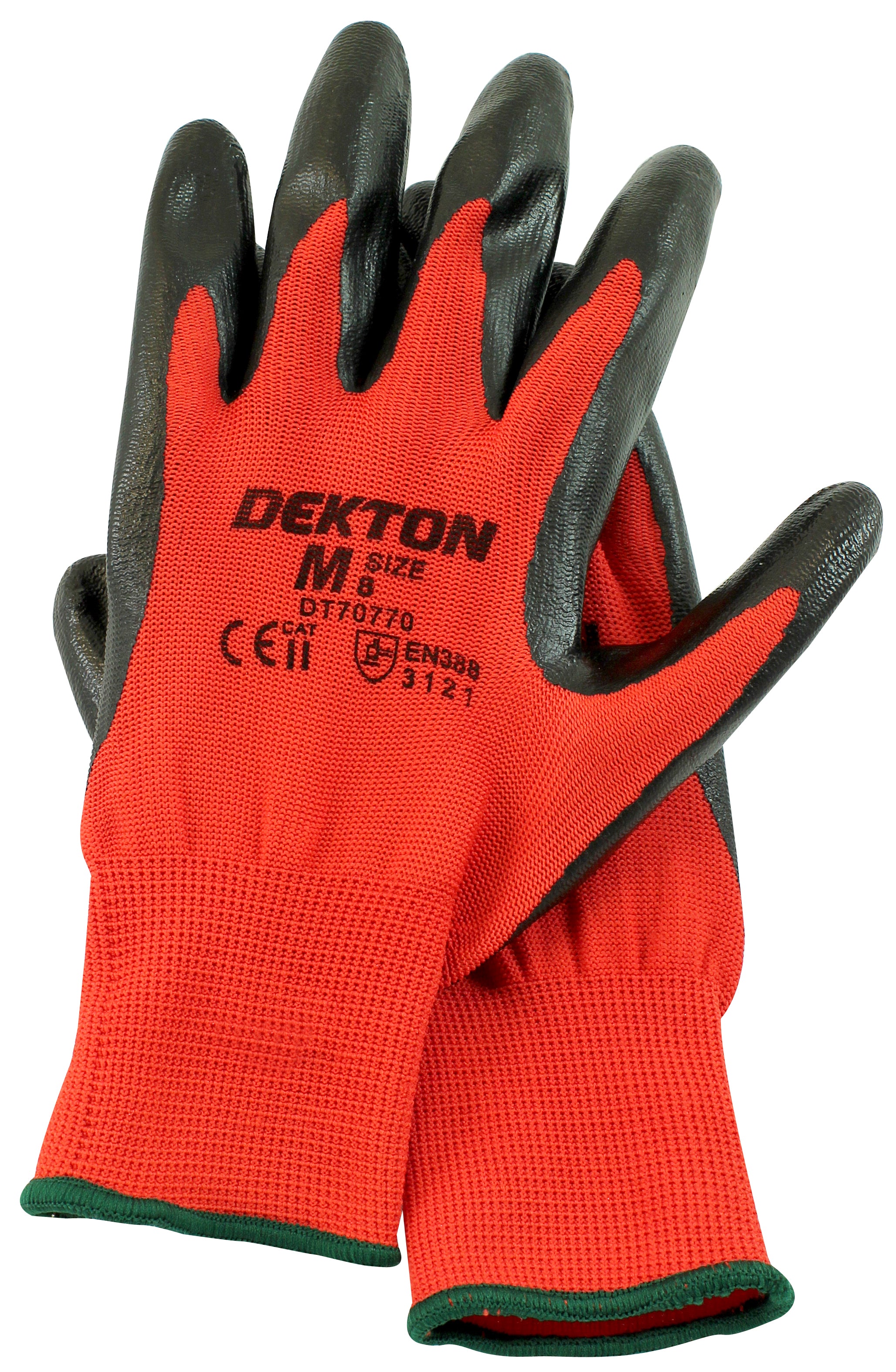 Dekton Ultra Grip Working Gloves Black/Red Nitrile 8/M For Diy, Tradesmen