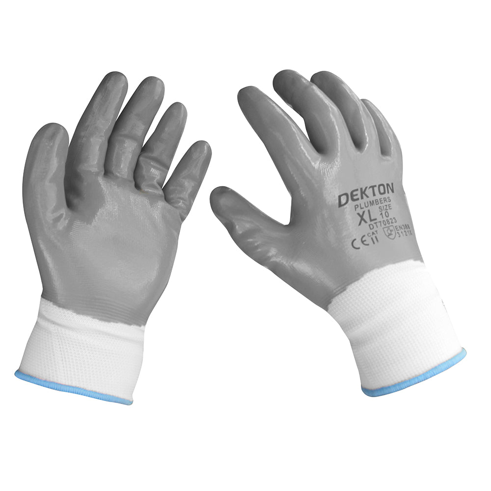 Dekton Ultra Grip Nitrile Coated Working Gloves Workers Plumbers Mechanics