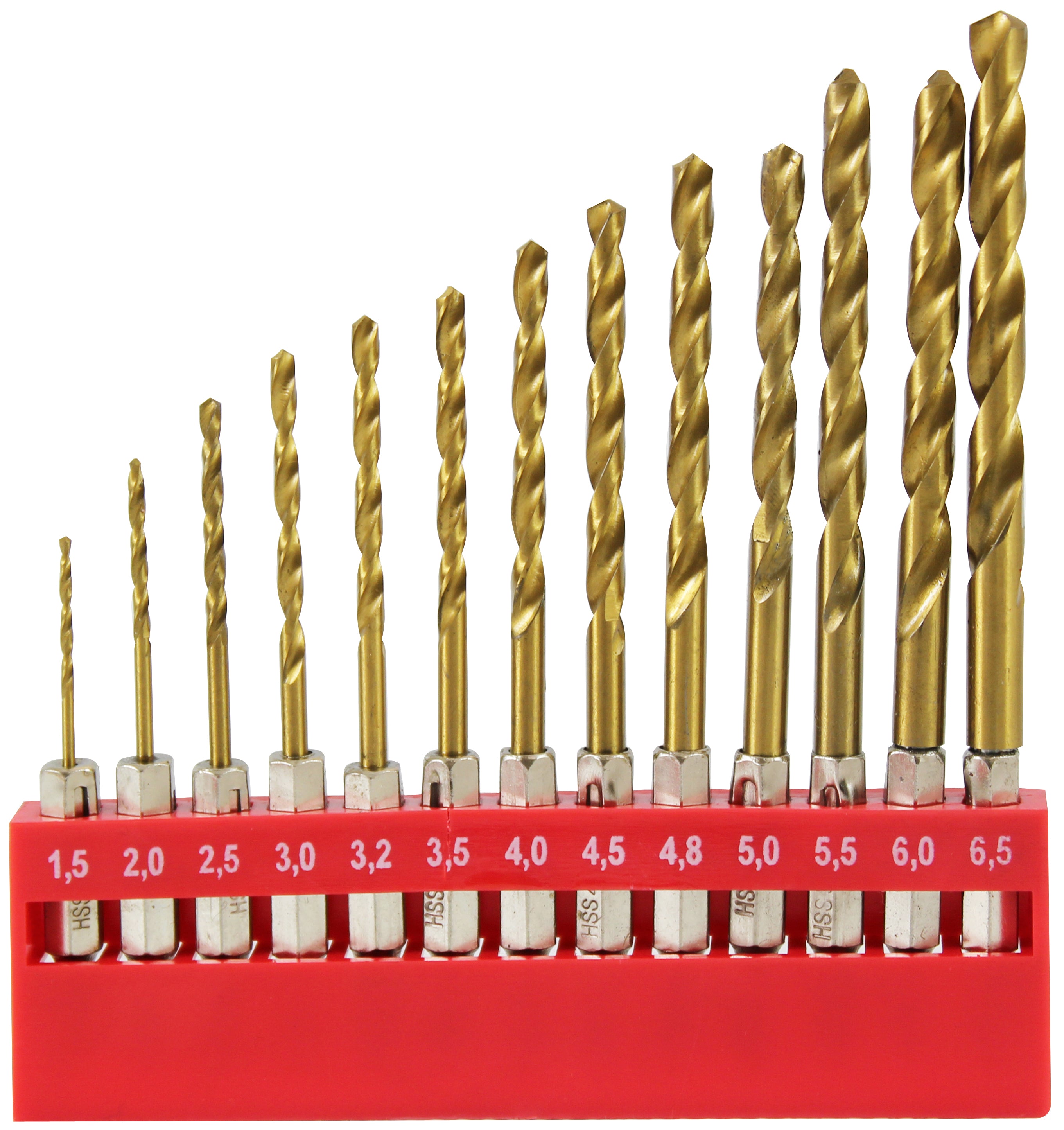 Dekton 13pc 1/4'' Shank Hss Drill Set 1.5mm-6.5mm High Speed Steel Drill Bits, H