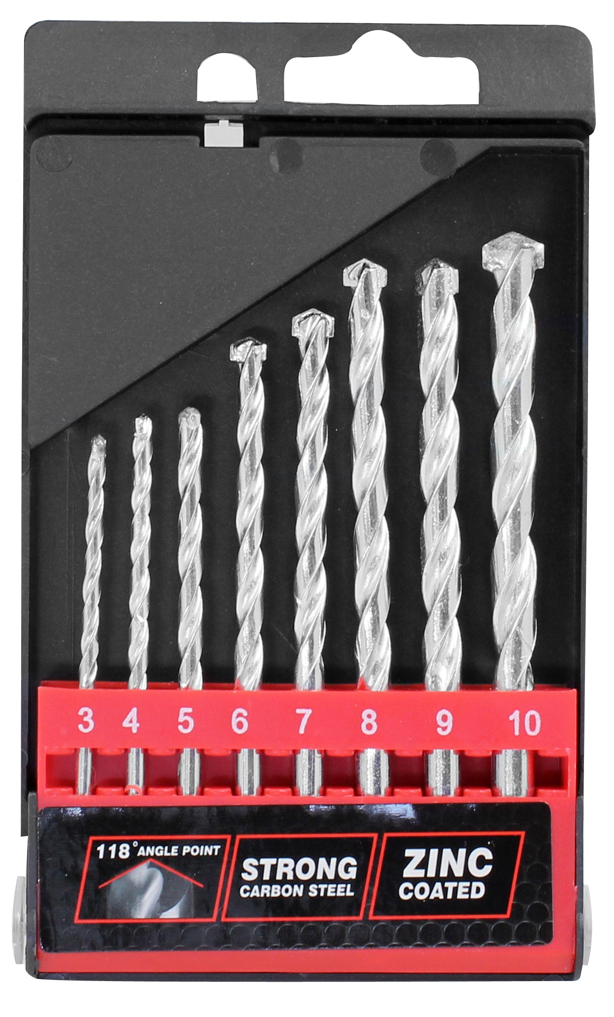 Dekton 8Pcs Masonry Drill Bits Set 3mm-10mm Zinc Carbon Steel Stone Brick Concre