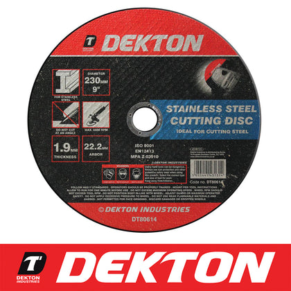 Dekton Cutting Disc Metal Ultra Thin Stainless 230mm 22.2mm Arbor Steel