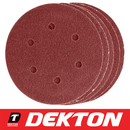 Dekton 5pc Hook And Loop Orbital Sanding Discs 150mm/ Medium - 80 Grit