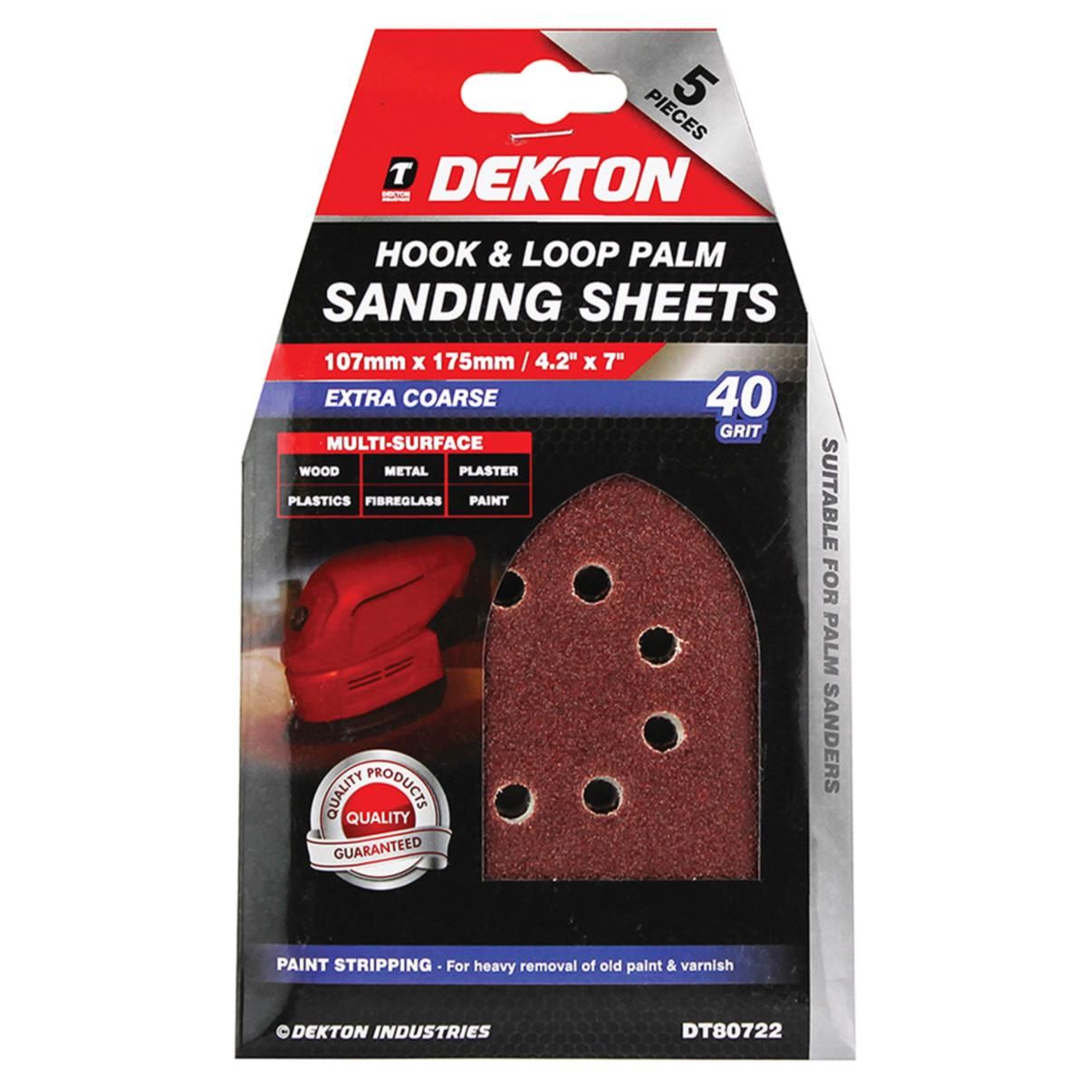 Dekton Detail Hook and Loop Palm Sanding Pads Triangle Sheets 40 80 120