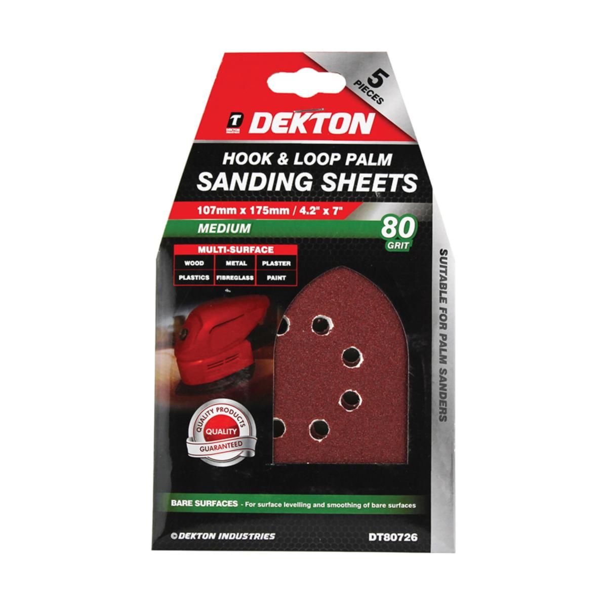 Dekton Detail Hook and Loop Palm Sanding Pads Triangle Sheets 40 80 120