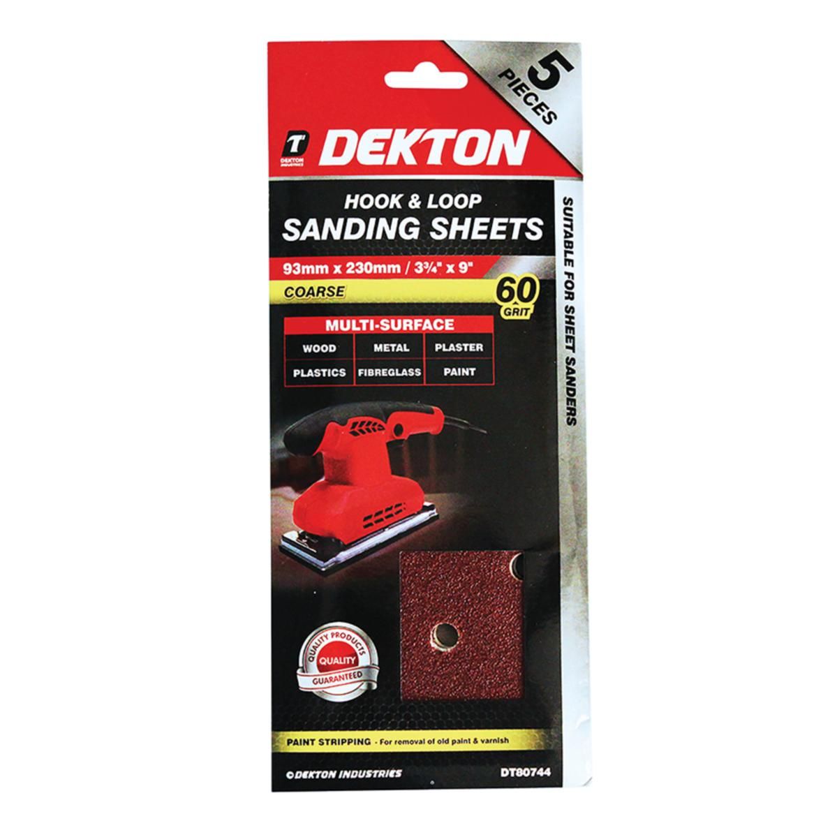 Dekton Quality Hook And Loop Sanding Sheets For Sheet Sanders 40 - 120 Grit