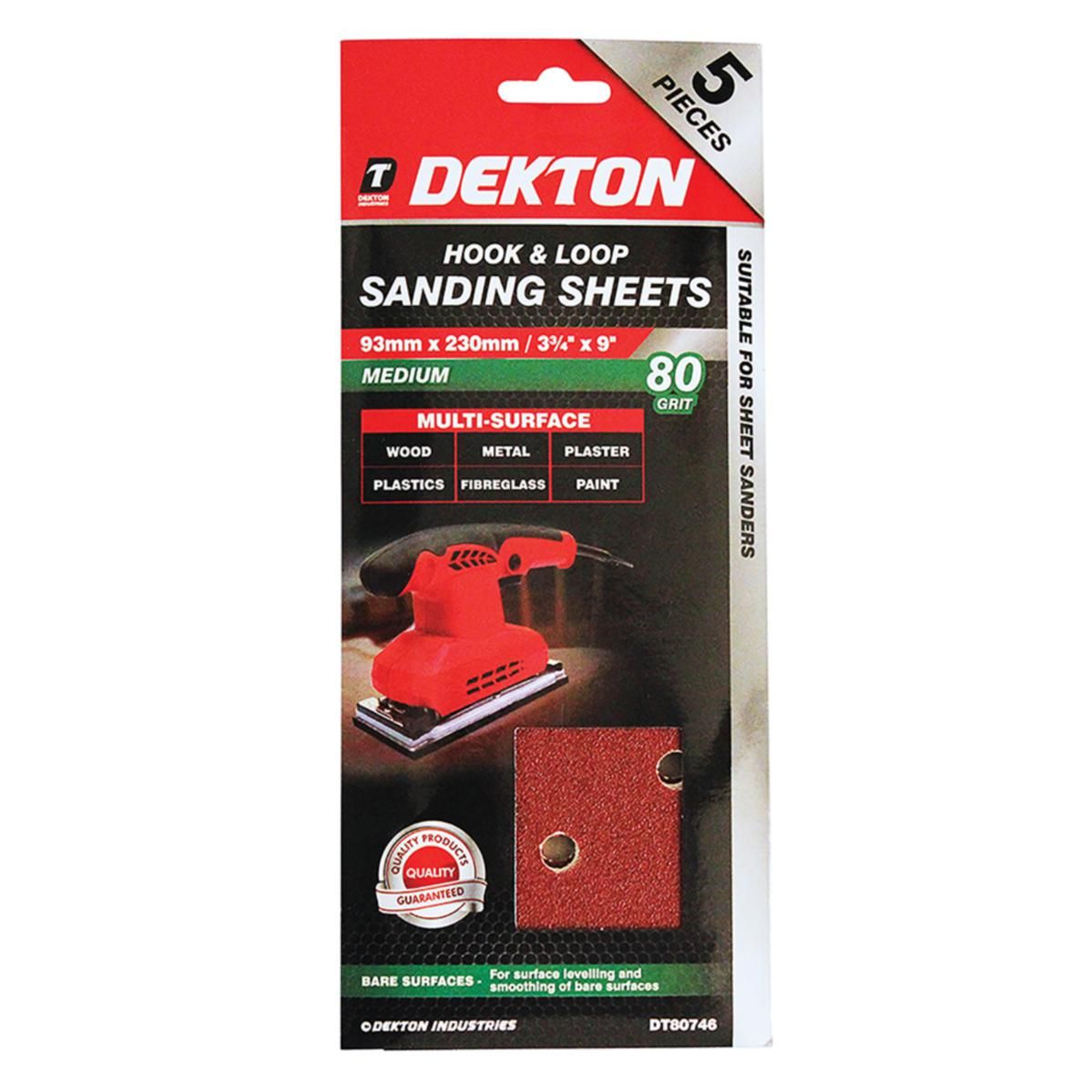 Dekton Quality Hook And Loop Sanding Sheets For Sheet Sanders 40 - 120 Grit