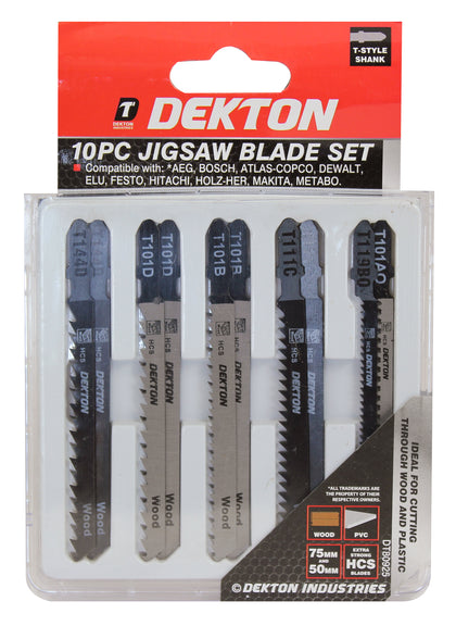 Dekton 10 Pcs Jig Saw Blades Set Wood Fast Cuttingfor Bosch, Dewalt, Makita, Mil