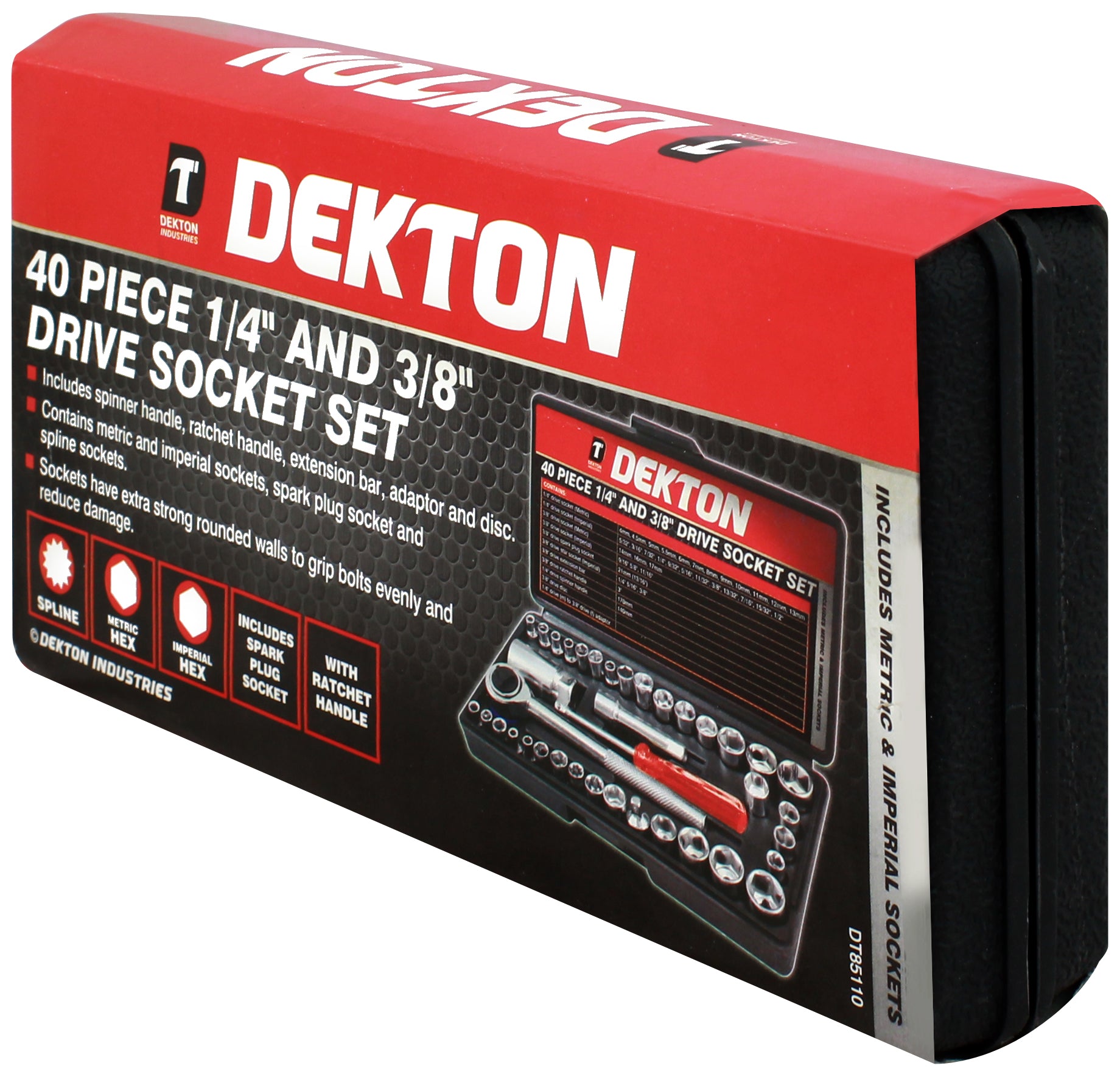 Dekton Drive Socket Set, 1/4-Inch, 3/8-Inch, Set Of 40 Piece Drive Combination S