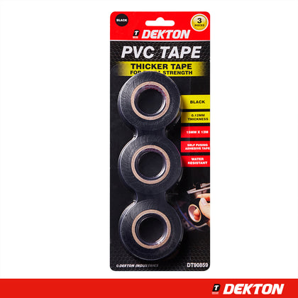 Dekton 3Pc 13M PVC Tape Electrical Insolation (BLACK)