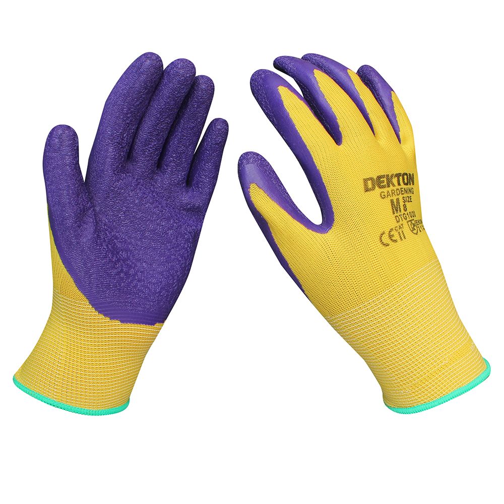 Dekton Assorted Sizes Gardening Latex Coated Gloves Ultra Grip Protection