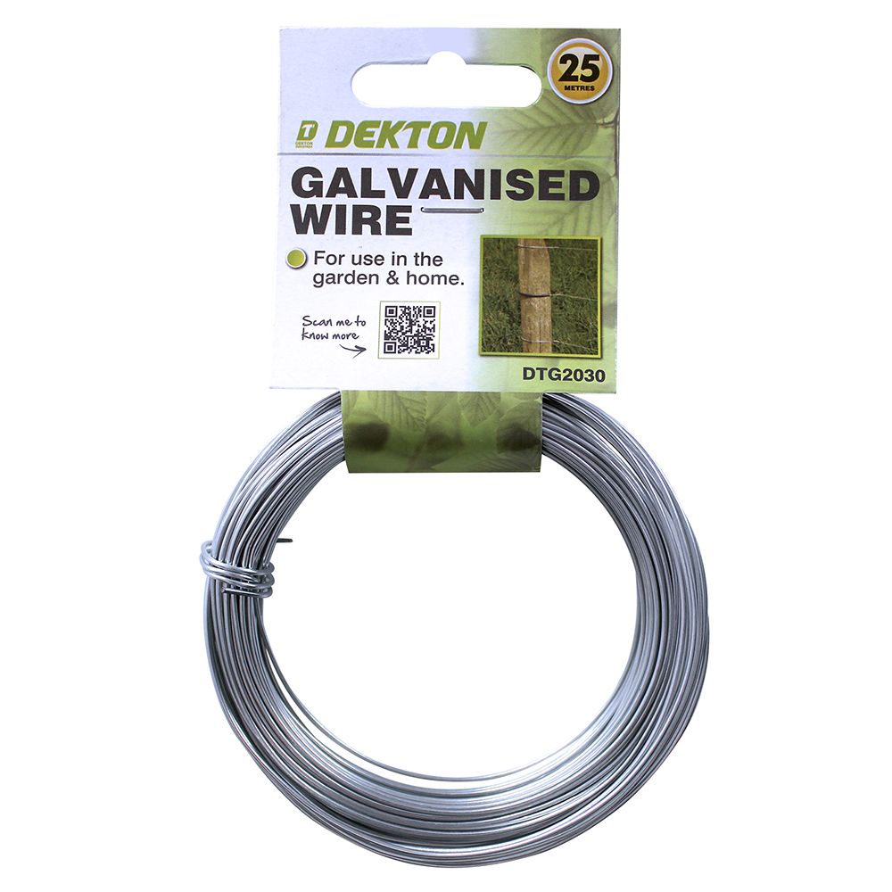 Dekton Galvanized Garden Gardening Wire Heavy Duty Rust Proof Plant Tie 50m 25m