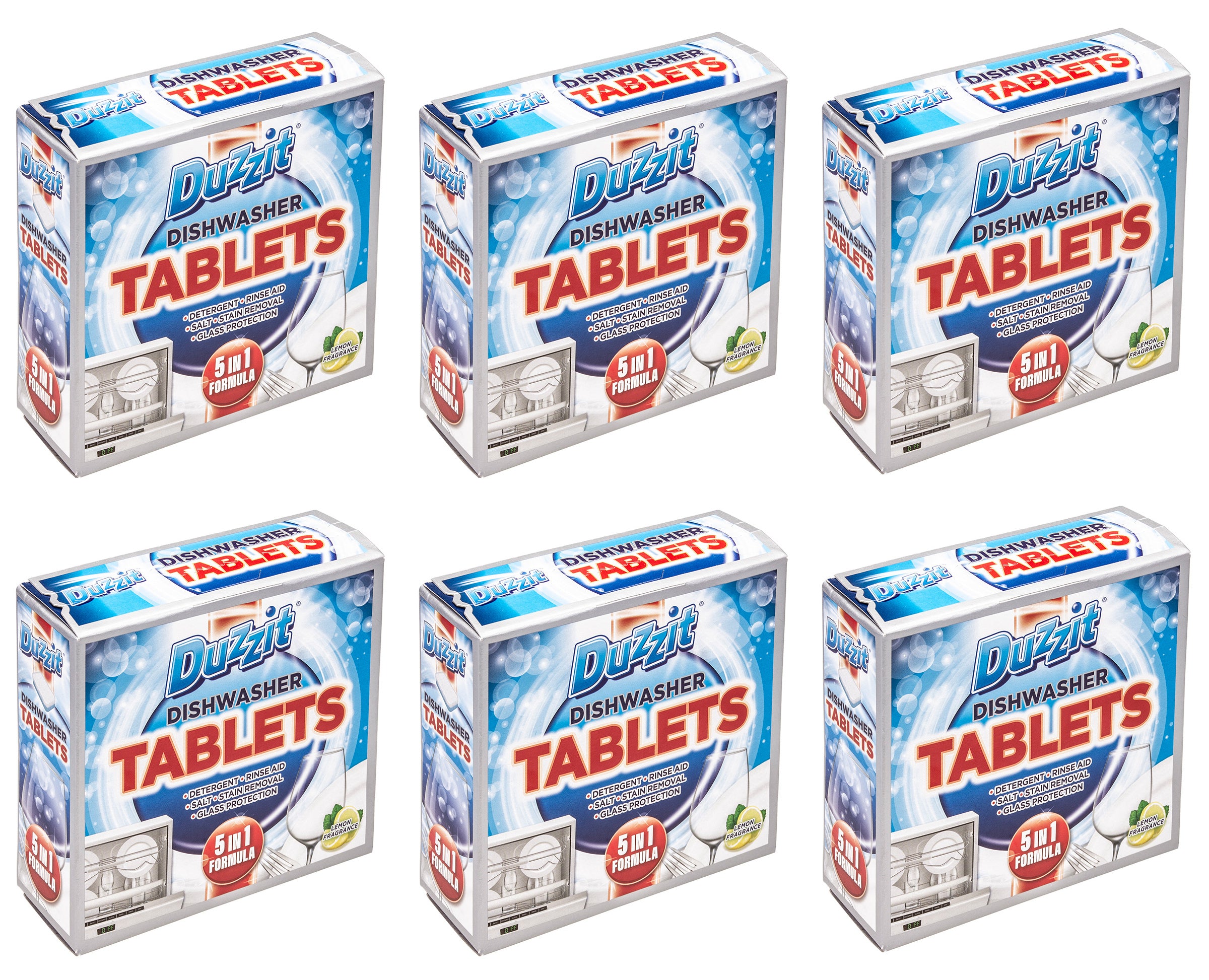 Multibuy Duzzit 5 in 1 Dishwasher Tablets Rinse Aid Stain Removal Glass Protect
