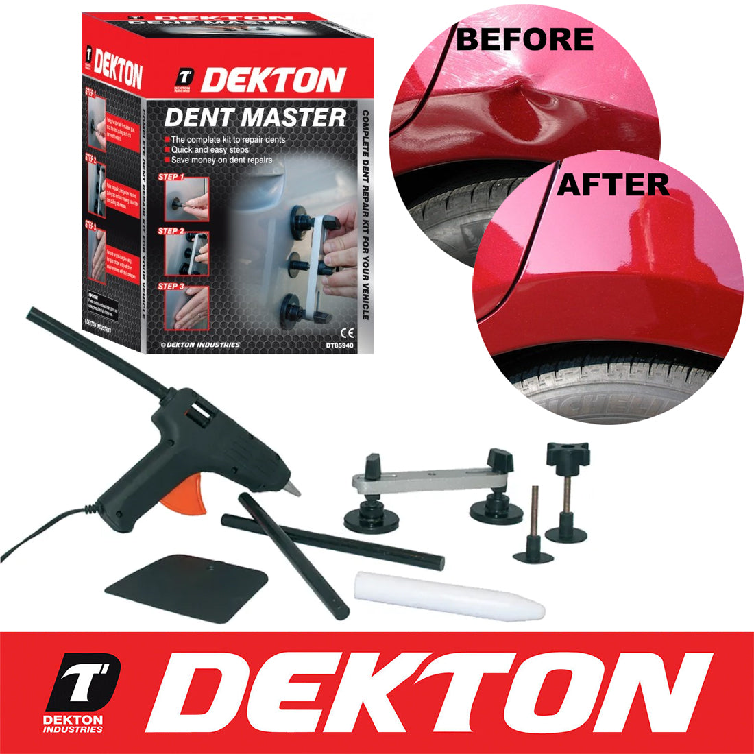 Dekton Car Dent Repair Kit Dent Master Bodywork Panel Puller Dent Remover