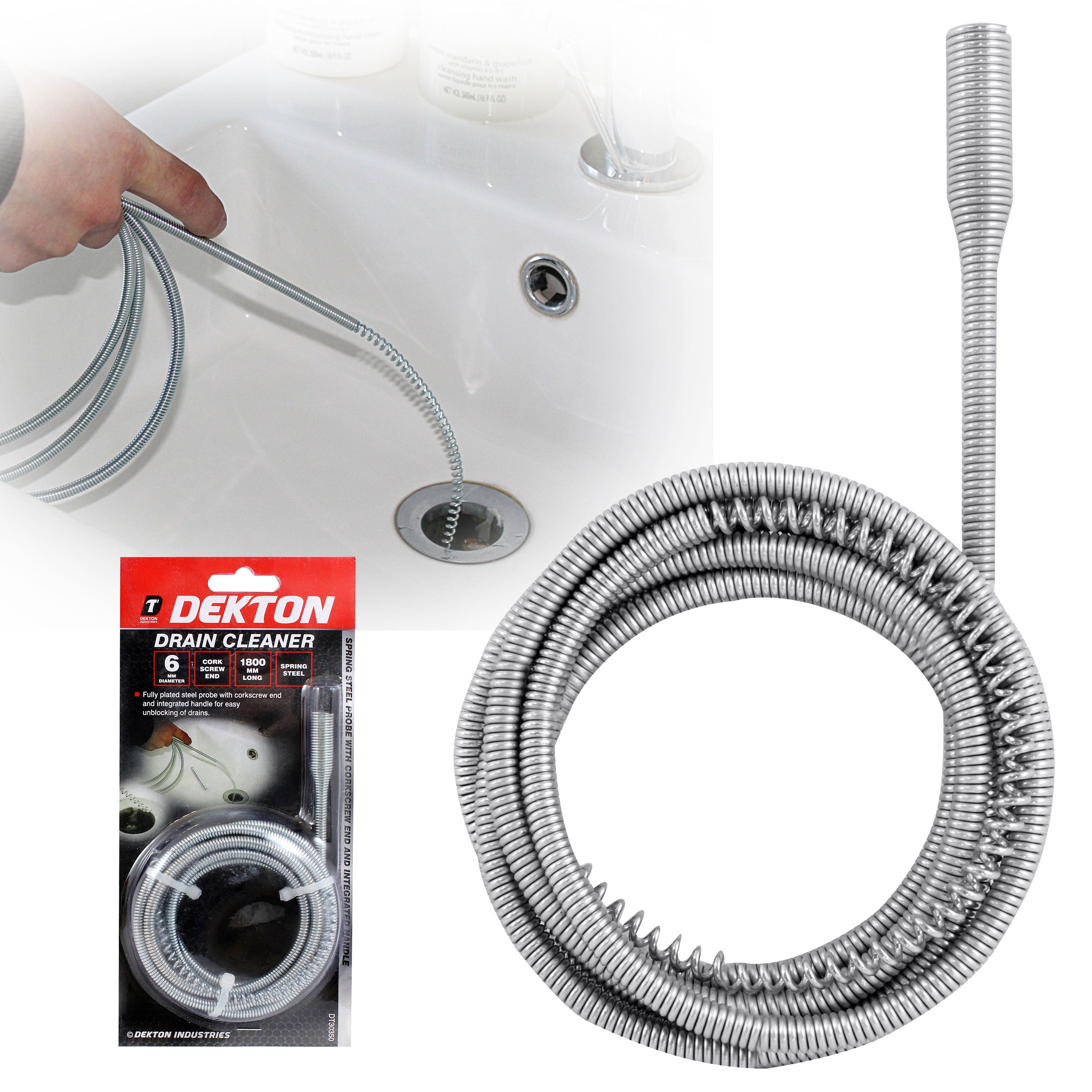 Metal Sink & Drain Cleaner Spring Wire Waste Pipe Sink Cleaner Snake Unblocker