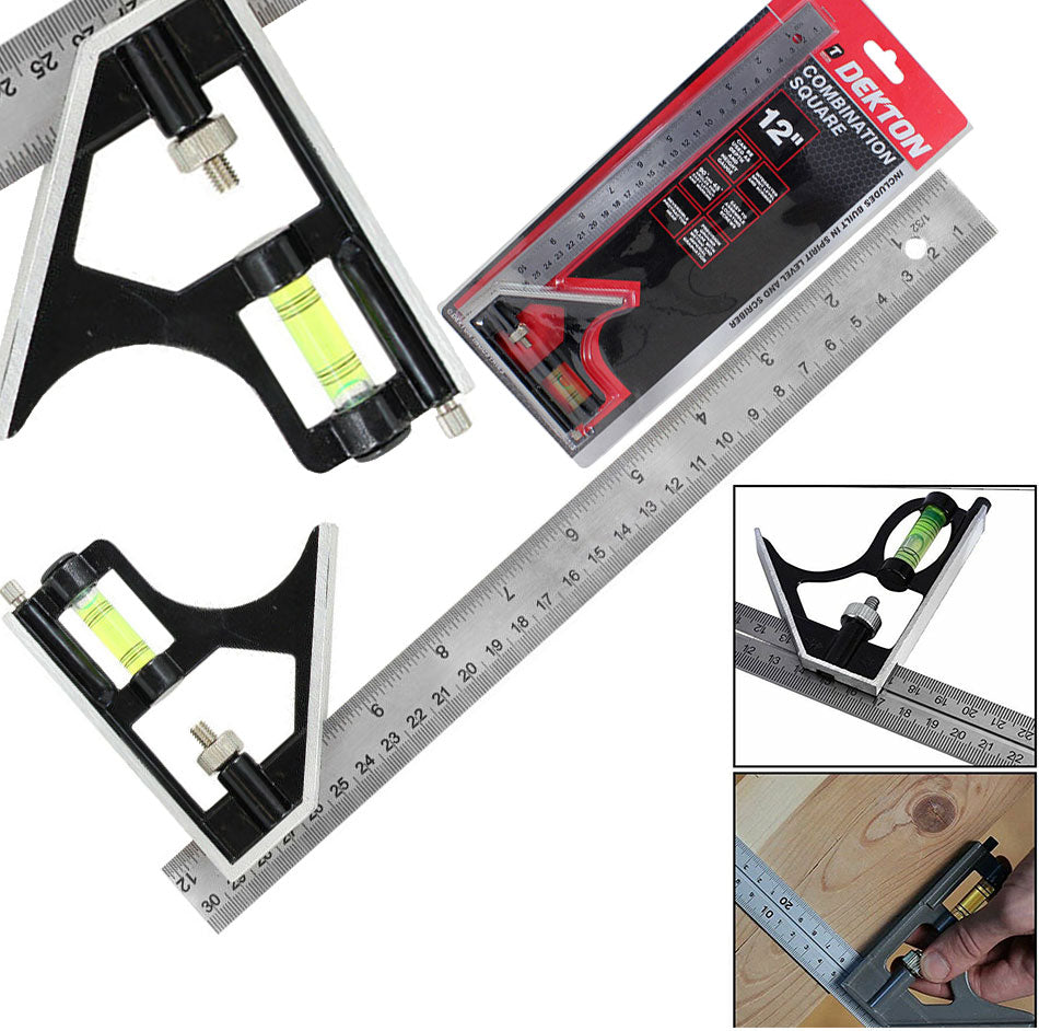 300mm (12) Adjustable Engineers Combination Try Square Set Right Angle Ruler