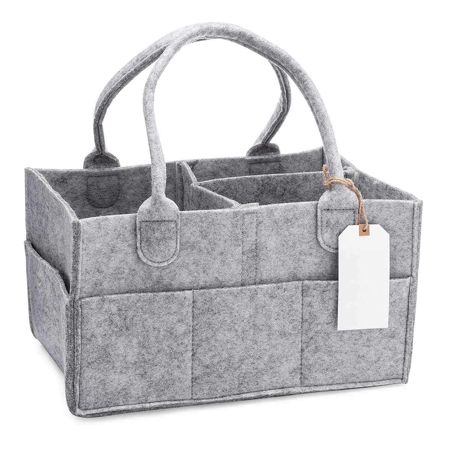 Baby Diaper Organiser Caddy Felt Changing Nappy Kids Storage Carrier Bag Grey UK