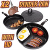 Healthy 3 in 1 Divider Non-Stick Frying Pan Set Breakfast Skillet Divided & Lid