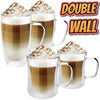 2 X Double Walled Glasses 350ML or 450ML for Latte Coffee Tea Glass Mugs Wall