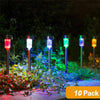 10 Pack Stainless Steel Solar LED Light Multi Colour Outdoor Garden Lighting