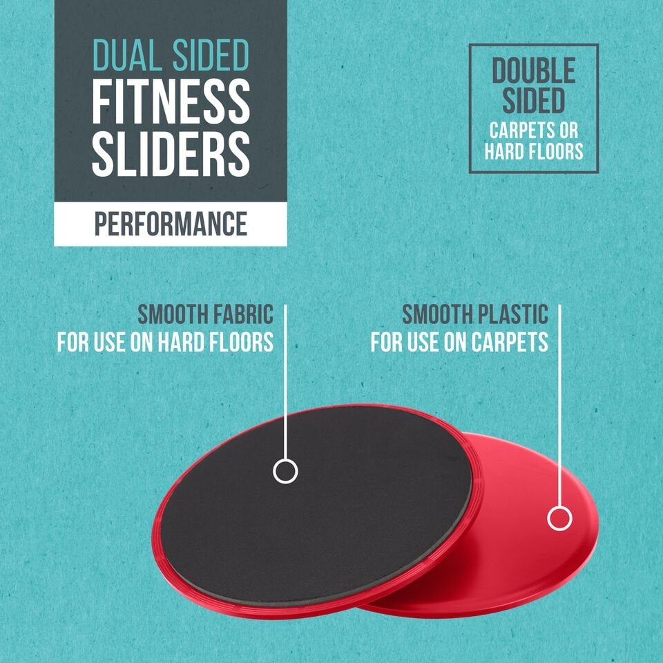 2x Dual Sided Fitness Gliding Discs Core Sliders Home Gym Abs Leg Workouts