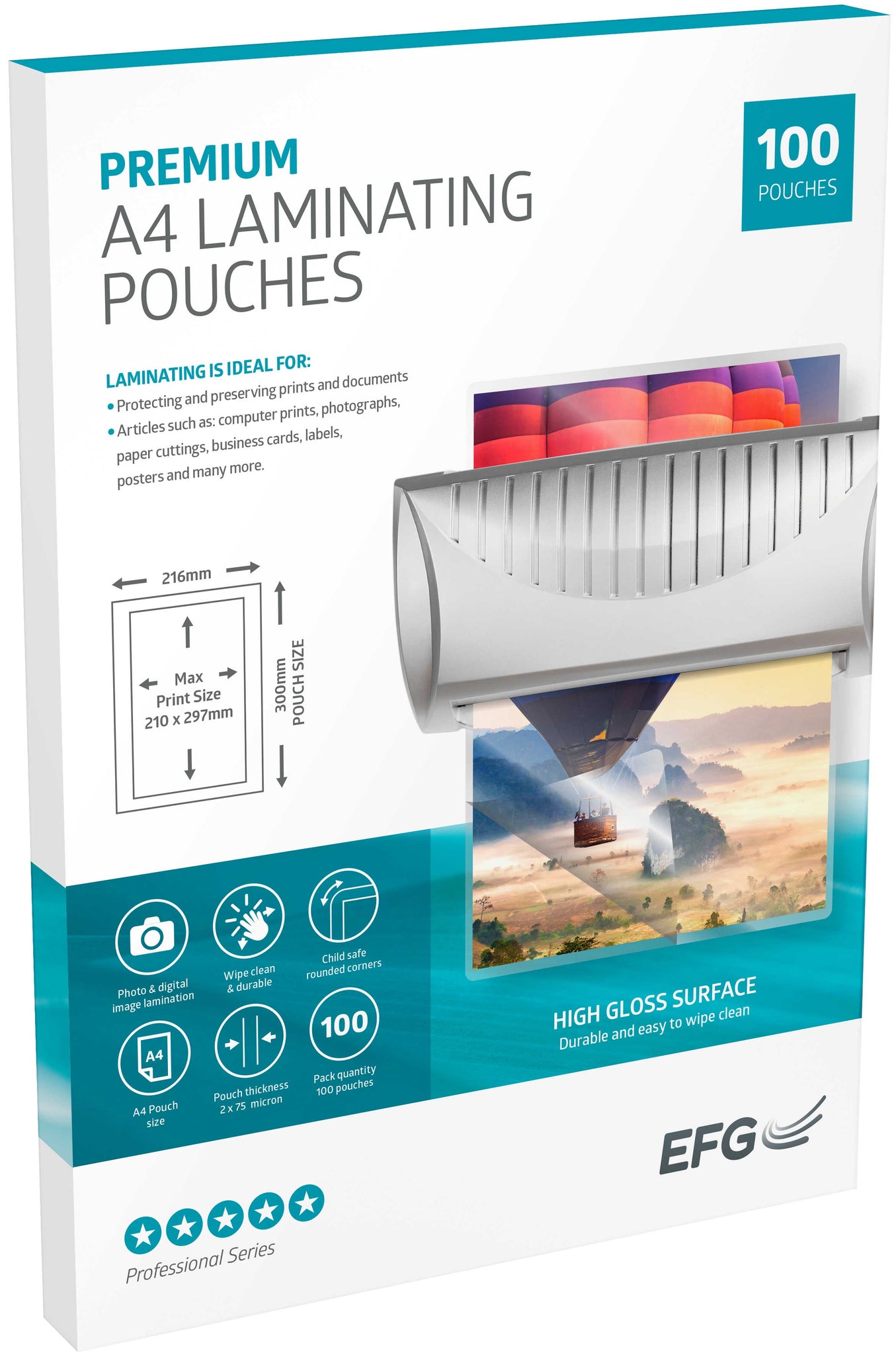 A4 150 mcn Pack 100 Laminating Pouches –