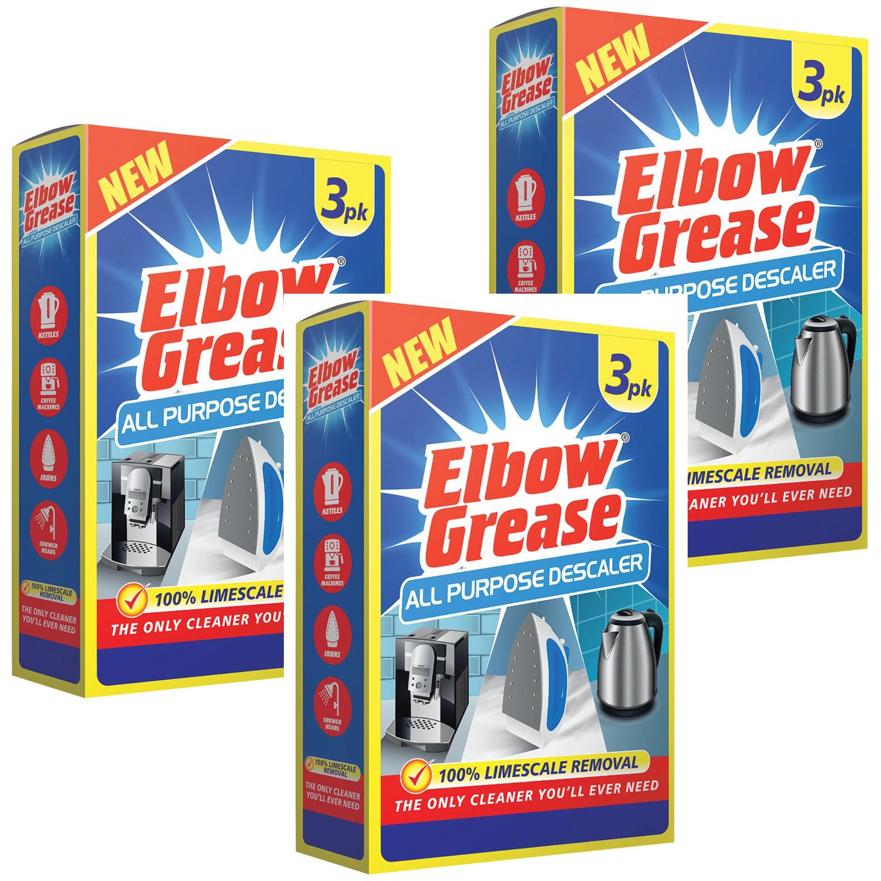 9x Elbow Grease All Purpose Descaler Kettles Coffee Machine Irons Shower Sachets