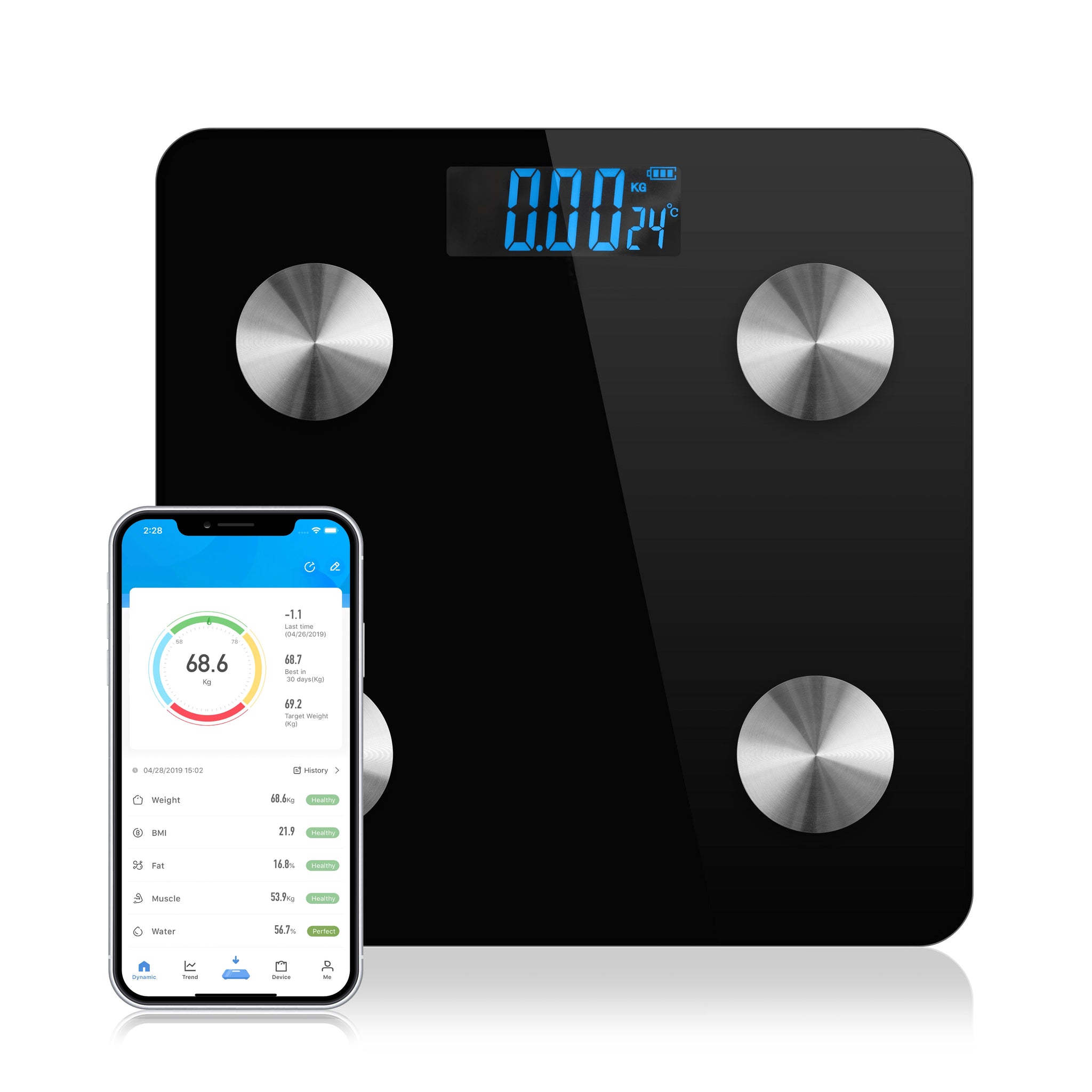 Bluetooth Body Fat Scale,Smart Scale Bathroom Digital Weight