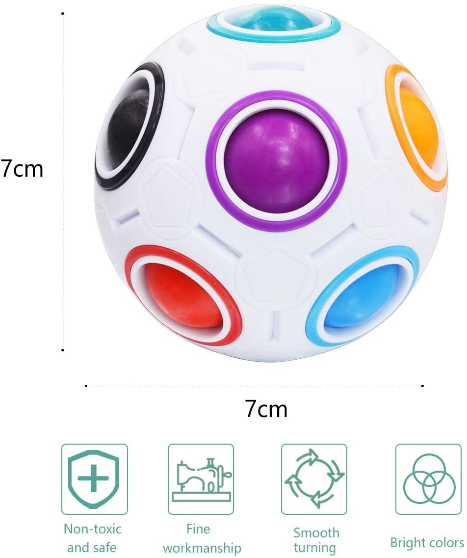 Magic Rainbow Fidget Ball Toy Speed Cube Brain Teaser Stress Relief for All