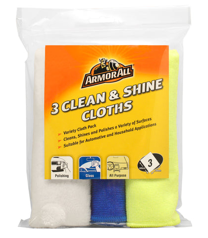 3 Pack Armorall Car Cleaning Detailing Polish Clean and Shine Cloths Streak Free