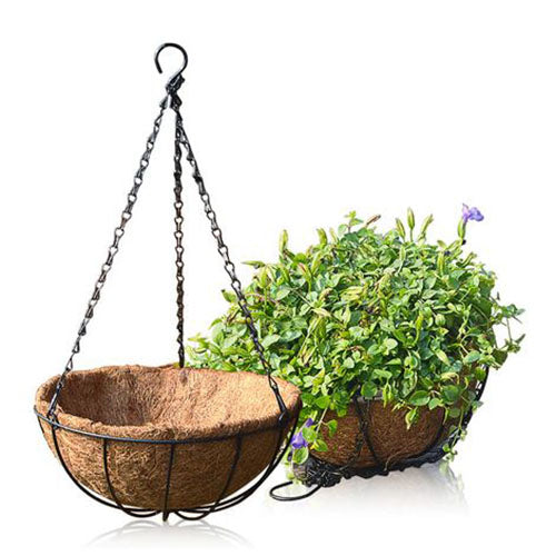 12'' Metal Wire Hanging Planter Basket with Chain Bracket Coco Liner Home Decor