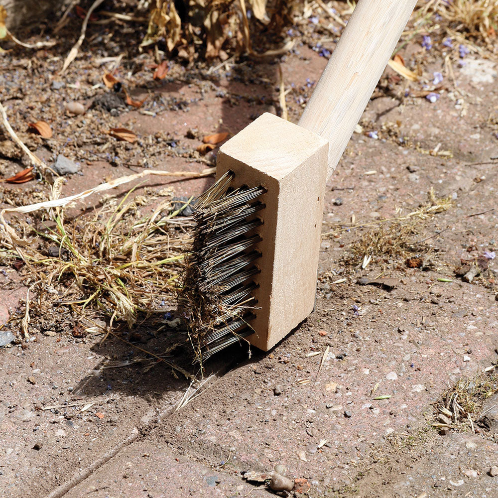 Patio Weed Wire Brush with Scraper Block Paving Decking Moss Weed Removal Garden