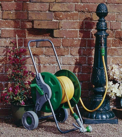 25m Hose Reel Cart Trolley Spray Gun Garden Outdoor Hosepipe Water Pipe Portable