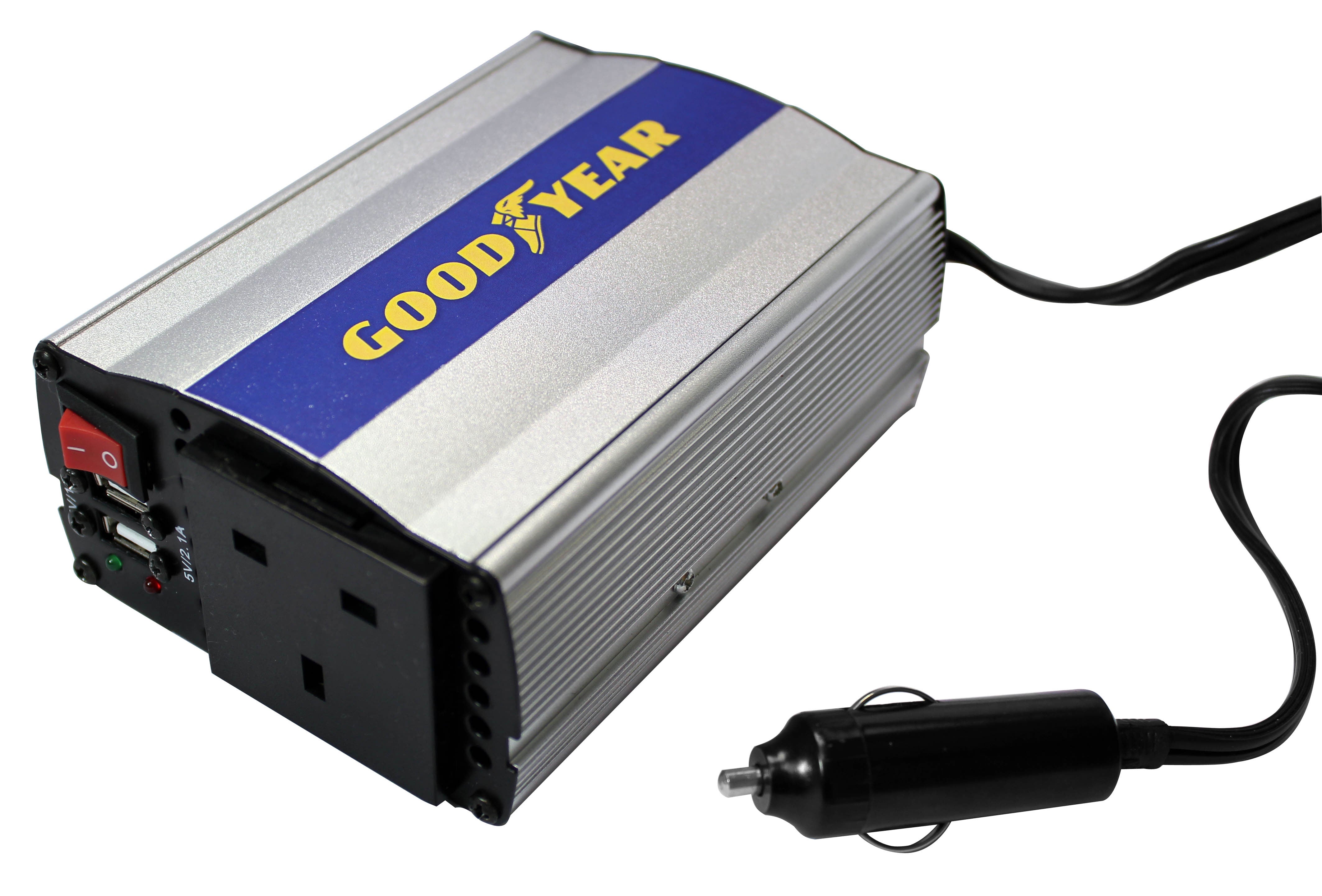Goodyear Car Converter Power Inverter DC 12v AC 240v 3 Pin Plug 2 X USB Laptop