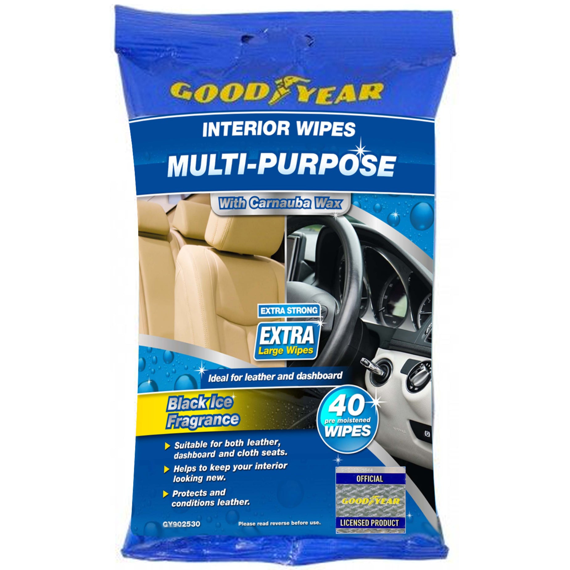 Goodyear Multi-Purpose Car Cleaning Wipes - Leather/PU/Plastic/Window/Windscreen