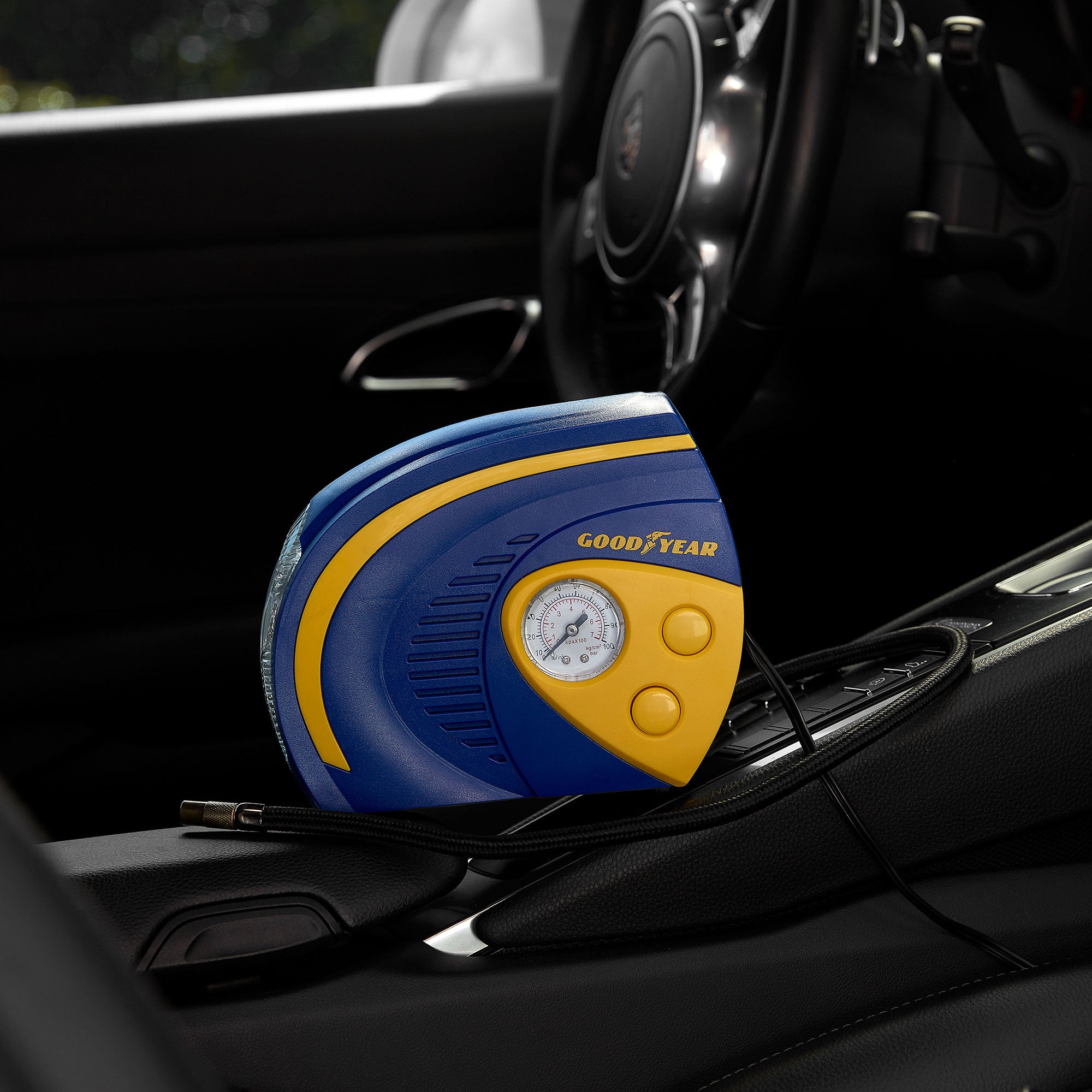 Goodyear 2 in 1 Tyre Air Compressor Inflator With LED Light Car Bike Bicycle