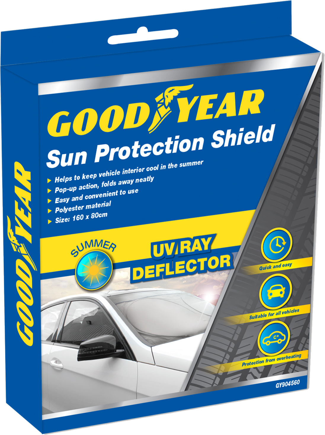 Goodyear Windscreen Sun Shield UV Deflector Pop-Up Cover Dust Protector Protect