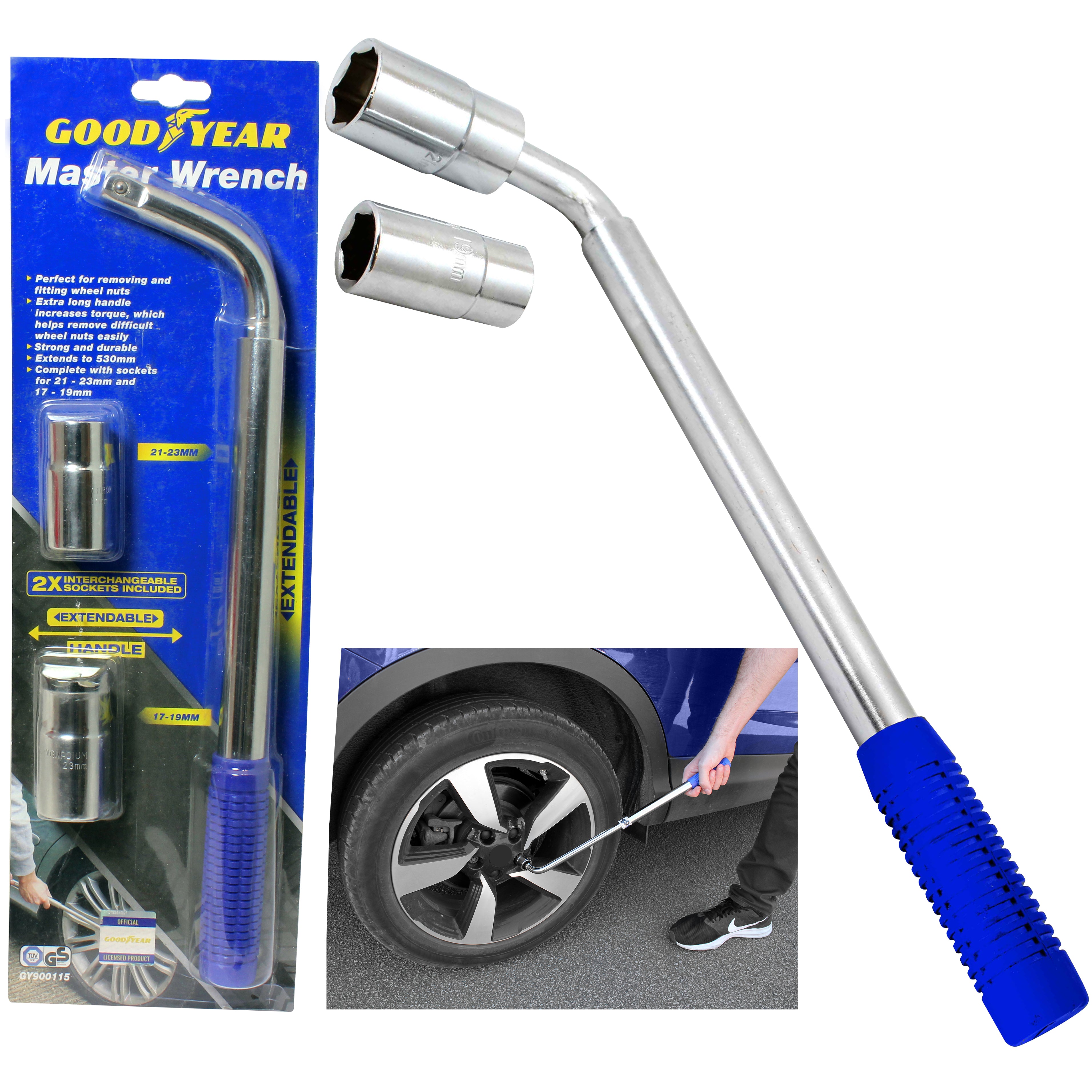 Goodyear Wheel Master Wrench Telescopic Extendable Socket Nut 17-19/21-31mm Tyre