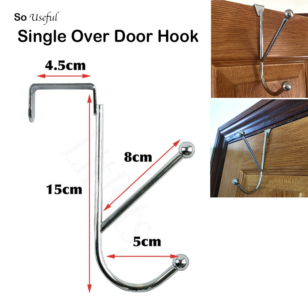 Strong Over The Door Hook Hangers Clothes Coat Rack Hooks Towel Hanger Chrome UK