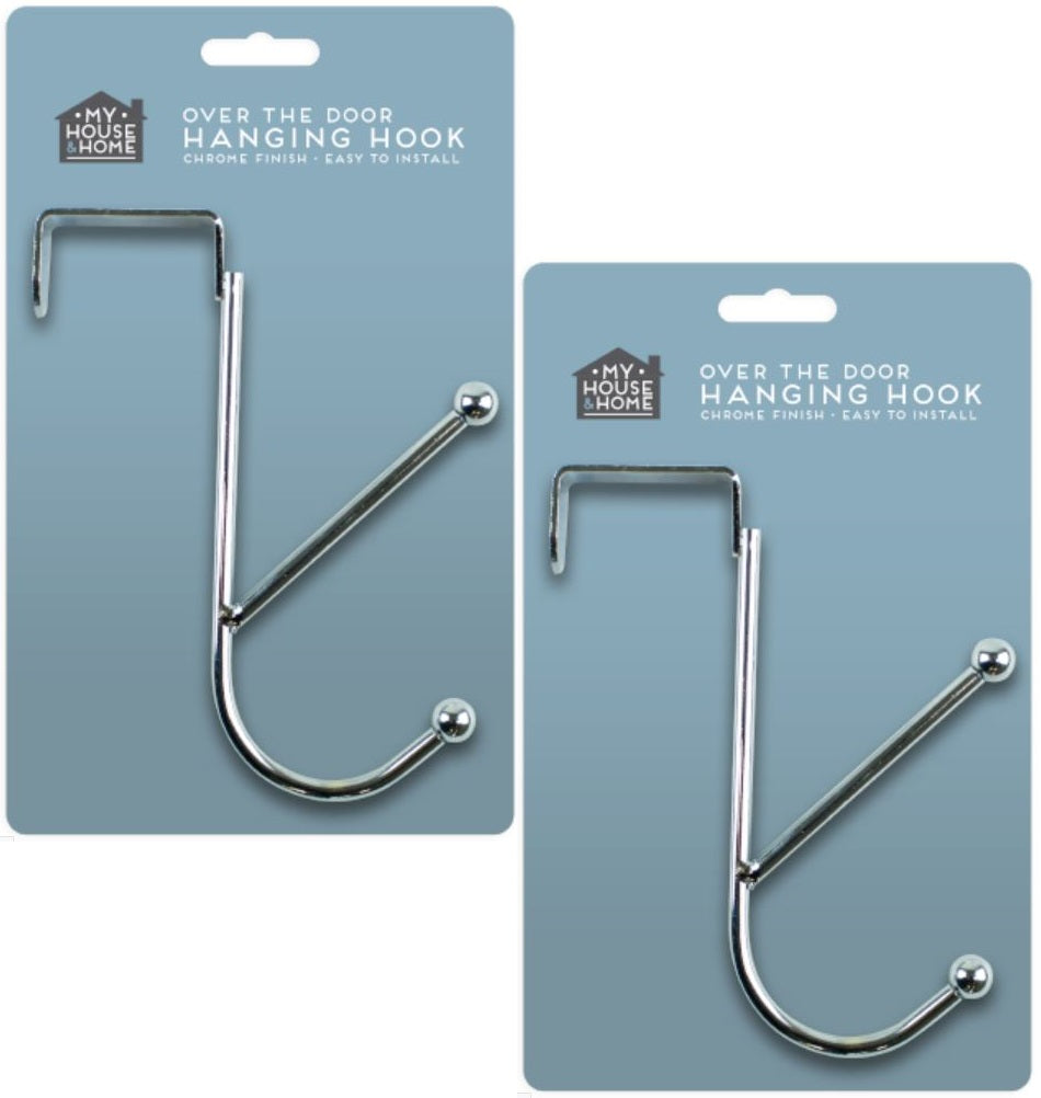 Strong Over The Door Hook Hangers Clothes Coat Rack Hooks Towel Hanger Chrome UK