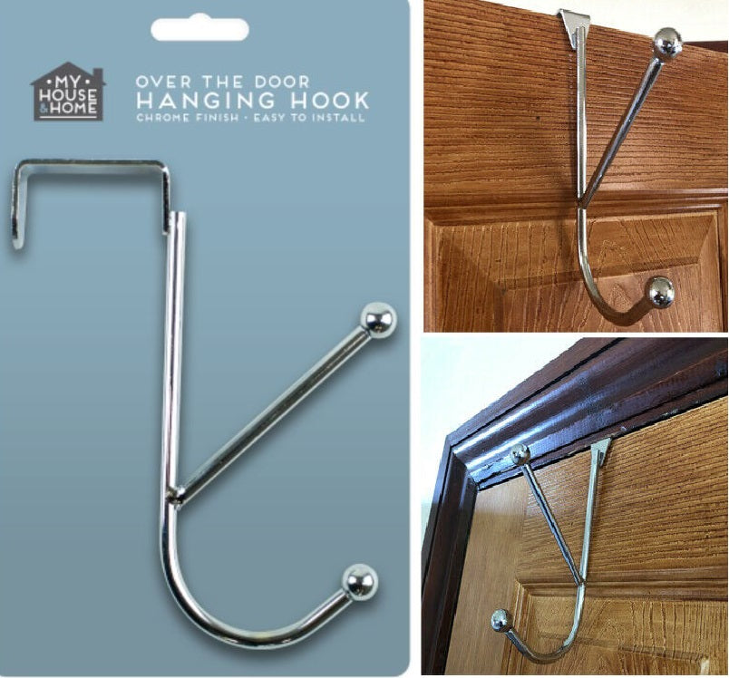 Strong Over The Door Hook Hangers Clothes Coat Rack Hooks Towel Hanger Chrome UK